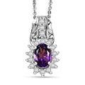 D'Joy Mozambique Garnet and White Zircon 1.35 ctw Pendant Necklace in Rhodium Over Sterling Silver 20 Inches - Sticky add to cart bar