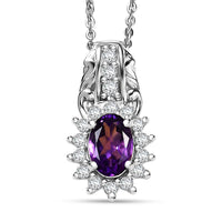 D'Joy Mozambique Garnet and White Zircon 1.35 ctw Pendant Necklace in Rhodium Over Sterling Silver 20 Inches
