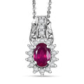 D'Joy Mozambique Garnet and White Zircon 1.35 ctw Pendant Necklace in Rhodium Over Sterling Silver 20 Inches - Sticky add to cart bar
