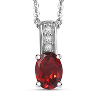 D'Joy Mozambique Garnet and White Zircon 1.10 ctw Pendant Necklace in Rhodium Over Sterling Silver 20 Inches