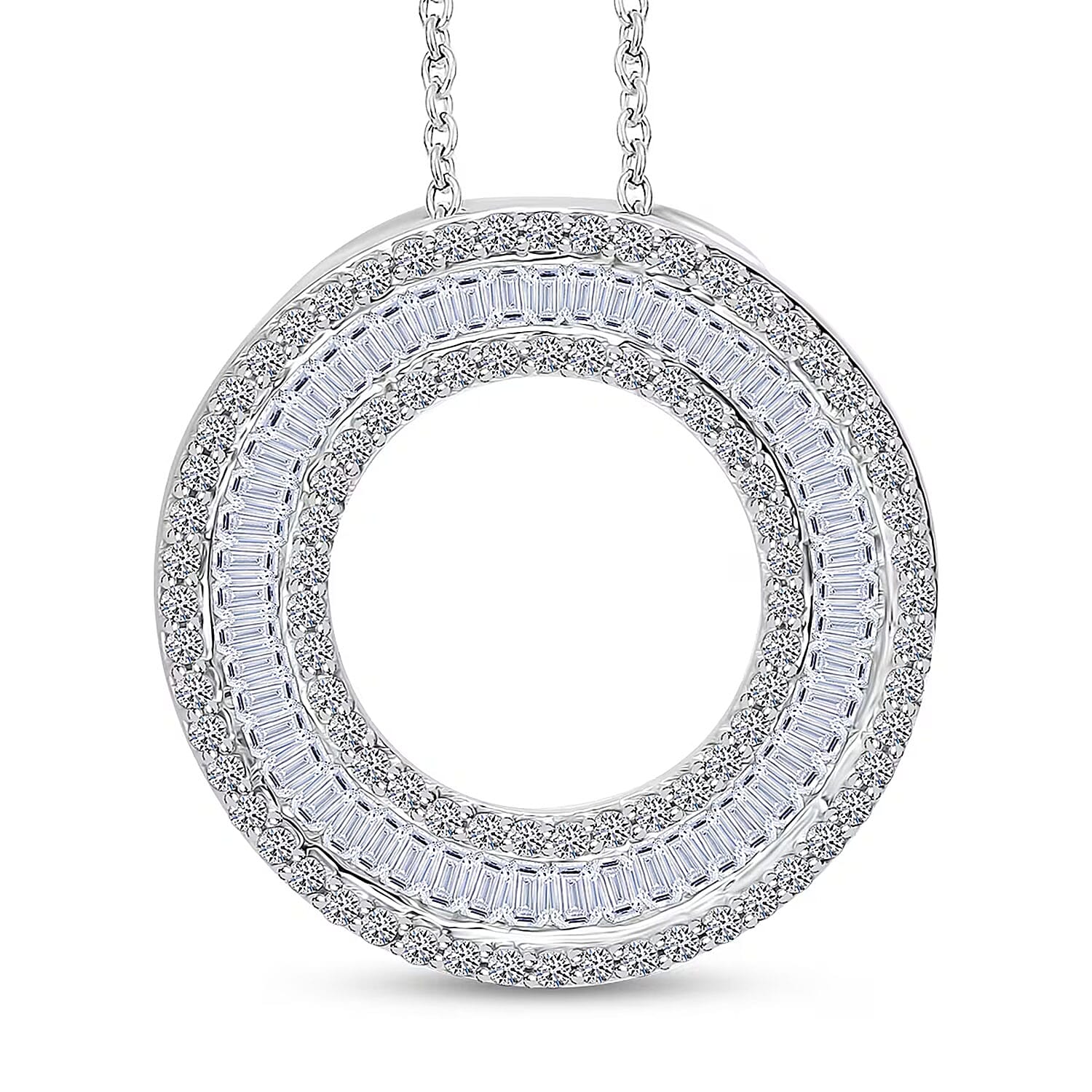 Luxuriant Lab Grown Diamond (G-H, SI) The Infinity Brilliance Halo Pendant Necklace in Rhodium Over Sterling Silver 1.00 ctw (20 Inches)