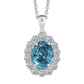 Certified & Appraised AAA Cambodian Blue Zircon and Luxuriant Lab Grown Diamond G-H SI 2.92 ctw Pendant Necklace 20 inches - Sticky add to cart bar