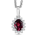 D'Joy Orissa Rhodolite Garnet and White Zircon 0.80 ctw Pendant Necklace in Rhodium Over Sterling Silver 20 Inches - Sticky add to cart bar