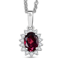 D'Joy Orissa Rhodolite Garnet and White Zircon 0.80 ctw Pendant Necklace in Rhodium Over Sterling Silver 20 Inches