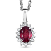 D'Joy Orissa Rhodolite Garnet and White Zircon 0.80 ctw Pendant Necklace in Rhodium Over Sterling Silver 20 Inches
