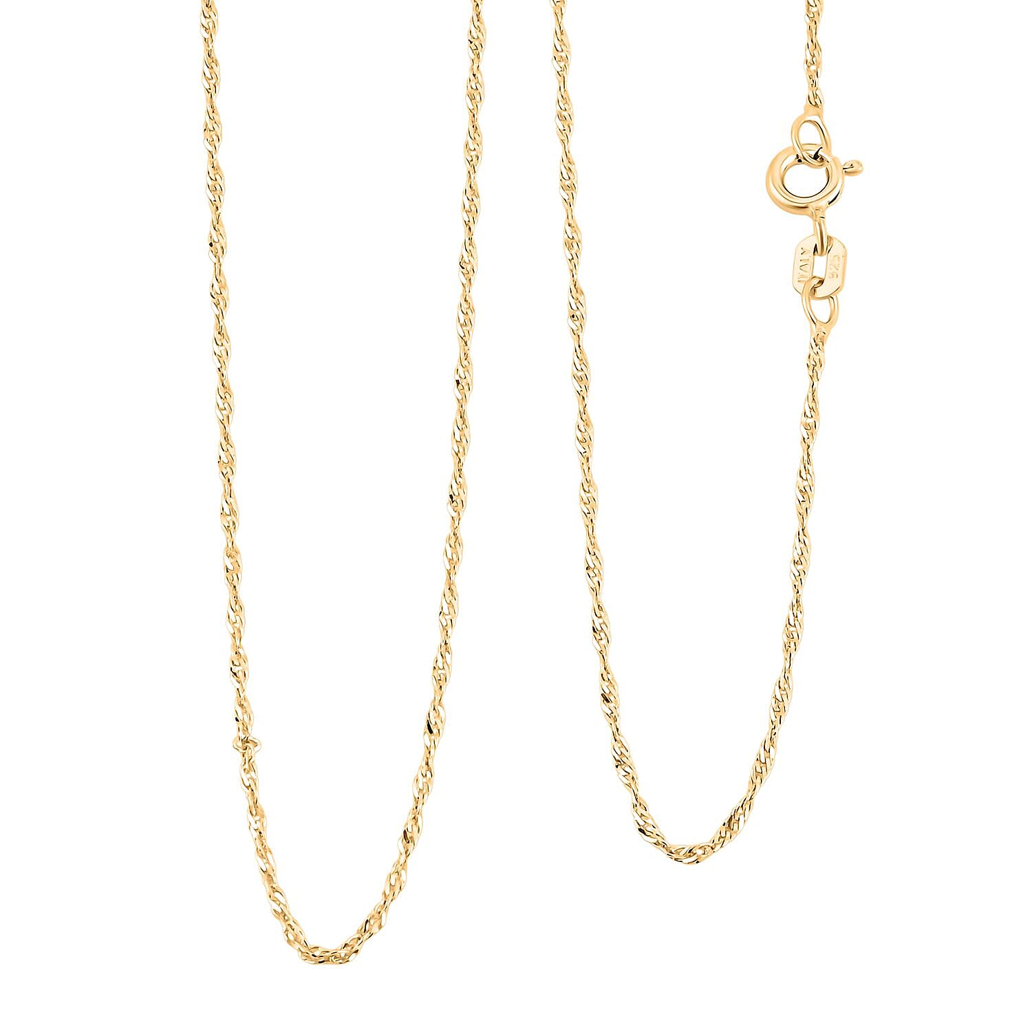 Italian Set of 2 Diamond-cut Chain Necklace in 14K Yellow Gold Over Sterling Silver 2.45 Grams 18 Inches