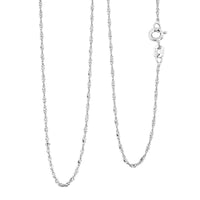 Italian Set of 2 Diamond-cut Chain Necklace in Rhodium Over Sterling Silver 2.34 Grams 18 Inches
