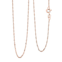 Italian Set of 2 Diamond-cut Chain Necklace in 14K Rose Gold Over Sterling Silver 2.45 Grams 18 Inches