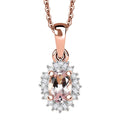 D'Joy Premium Pink Morganite and Diamond 0.50 ctw Crown Blossom Pendant Necklace 20 Inches in 18K Vermeil Rose Gold Over Sterling Silver - Sticky add to cart bar