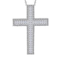 Luxuriant Lab Grown Diamond Cross Pendant Necklace in Rhodium Over Sterling Silver 1.00 ctw  (20 Inches) - Sticky add to cart bar