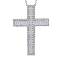 Luxuriant Lab Grown Diamond Cross Pendant Necklace in Rhodium Over Sterling Silver 1.00 ctw  (20 Inches)