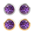 Set of 2 - D'Joy Poke Free African Amethyst 0.94 ctw Stud Earrings in 18K Vermeil YG and Rhodium Over Sterling Silver - Sticky add to cart bar