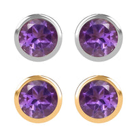 Set of 2 - D'Joy Poke Free African Amethyst 0.94 ctw Stud Earrings in 18K Vermeil YG and Rhodium Over Sterling Silver