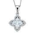 D'Joy Clover Cut Moissanite 3.00 ctw Royal Bloom Pendant Necklace in Rhodium Over Sterling Silver 18 Inches - Sticky add to cart bar