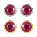 Set of 2 - D'Joy Poke Free Niassa Ruby (FF) 1.68 ctw Stud Earrings in 18K Vermeil YG and Rhodium Over Sterling Silver - Sticky add to cart bar