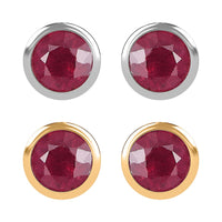 Set of 2 - D'Joy Poke Free Niassa Ruby (FF) 1.68 ctw Stud Earrings in 18K Vermeil YG and Rhodium Over Sterling Silver