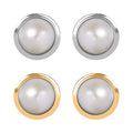 Set of 2 - D'Joy Poke Free Freshwater Pearl 1.36 ctw Stud Earrings in 18K Vermeil YG and Rhodium Over Sterling Silver - Sticky add to cart bar