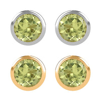 Set of 2 - D'Joy Poke Free Peridot 1.17 ctw Stud Earrings in 18K Vermeil YG and Rhodium Over Sterling Silver
