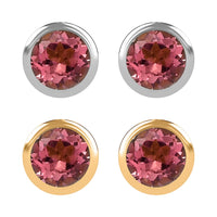 Set of 2 - D'Joy Poke Free Morro Redondo Pink Tourmaline 1.10 ctw Stud Earrings in 18K Vermeil YG and Rhodium Over Sterling Silver