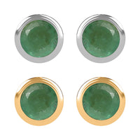 Set of 2 - D'Joy Poke Free Kagem Zambian Emerald 1.00 ctw Stud Earrings in 18K Vermeil YG and Rhodium Over Sterling Silver