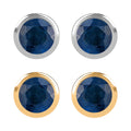 Set of 2 - D'Joy Poke Free Ceylon Blue Sapphire 1.30 ctw Stud Earrings in 18K Vermeil YG and Rhodium Over Sterling Silver - Sticky add to cart bar