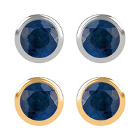 Set of 2 - D'Joy Poke Free Ceylon Blue Sapphire 1.30 ctw Stud Earrings in 18K Vermeil YG and Rhodium Over Sterling Silver