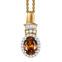 D'Joy Golden Turkizite and Diamond 1.10 ctw Pendant Necklace in 18K Vermeil Yellow Gold Over Sterling Silver 20 Inches