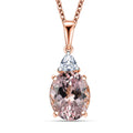 AAA Pink Morganite and E-F VS Luxuriant Lab Grown Diamond 3.35 ctw Crown Jewel Pendant Necklace in 10K Rose Gold 20 Inches - Sticky add to cart bar