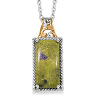 EverTrue Tasmanian Stichtite 6.85 ctw Earthborn Legend Elongated Pendant in 18K YG Plated and Platinum Bond with Stainless Steel Necklace 20 Inches