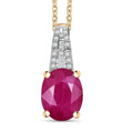 Luxoro AAA Royal Ruby and G-H I2 Diamond 3.90 ctw Art Deco Pendant Necklace in 10K Yellow Gold 20 Inches - Sticky add to cart bar
