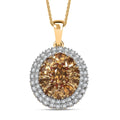 D'Joy Golden Turkizite, White and Chocolate Zircon 3.15 ctw Pendant Necklace in 18K Vermeil Yellow Gold Over Sterling Silver 20 Inches - Sticky add to cart bar