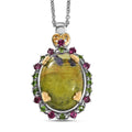 EverTrue Tasmanian Stichtite and Multi Gemstone 16.30 ctw Garden of the Earth Pendant in 18K YG Plated and Platinum Bond with Stainless Steel Necklace 20 Inches - Sticky add to cart bar