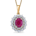 AAA Royal Ruby and Luxuriant Lab Grown Diamond E-F VS 3.24 ctw Pendant Necklace in 10K Yellow Gold 4.45 Grams 20 Inches - Sticky add to cart bar