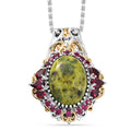 EverTrue Tasmanian Stichtite and Orissa Rhodolite Garnet 12.20 ctw Earthborn Crown Pendant in 18K YG Plated and Platinum Bond with Stainless Steel Necklace 20 Inches - Sticky add to cart bar