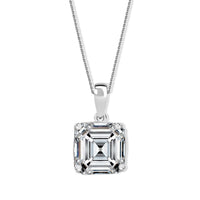 IGI Certified Asscher Cut Luxuriant Lab Grown Diamond E-F VS 3.00 ctw Solitaire Pendant Necklace in 950 Platinum 20 Inches