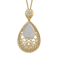 D'Joy Passport to Turkey White Zircon 0.70 ctw Pendant Necklace in 18K Vermeil Yellow Gold Over Sterling Silver 20 Inches