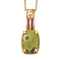 EverTrue Tasmanian Stichtite and African Amethyst 14.00 ctw Earthborn Royal Majesty Pendant in 18K YG Plated with ION Plated YG Stainless Steel Necklace 20 Inches - Sticky add to cart bar