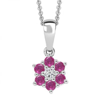 D'Joy Mozambique Garnet and White Zircon 0.40 ctw Pendant Necklace in Rhodium Over Sterling Silver 20 Inches