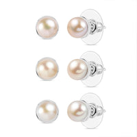 Multi Color Freshwater Pearl Earrings in Stainless Steel