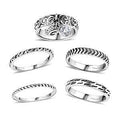 D'Joy Artisan Crafted White Topaz Set of 5 Band Rings in Sterling Silver (Size 10.0) 0.60 ctw - Sticky add to cart bar