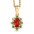 D'Joy Mexican Cherry Fire Opal and Multi Gemstone 0.50 ctw Classic Halo Pendant Necklace in 18K Vermeil Yellow Gold Over Sterling Silver 20 Inches - Sticky add to cart bar