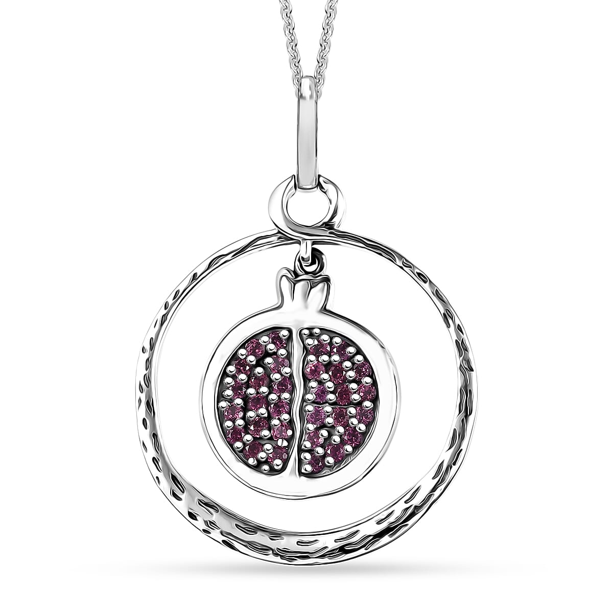 D'Joy Passport to Israel Artisan Crafted Orissa Rhodolite Garnet 1.40 ctw Pendant Necklace in Sterling Silver 20 Inches