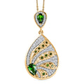 D'Joy Passport to Israel Chrome Diopside and White Zircon 1.50 ctw Pendant Necklace in 18K Vermeil Yellow Gold Over Sterling Silver 20 Inches - Sticky add to cart bar