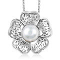 D'Joy Passport to Israel Freshwater Pearl Floral Pendant Necklace in Sterling Silver 20 Inches - Sticky add to cart bar