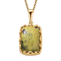 EverTrue Tasmanian Stichtite 6.50 ctw Earthborn Crown Majesty Pendant in 18K YG Plated with ION Plated YG Stainless Steel Necklace 20 Inches
