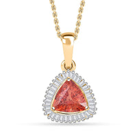 Luxoro AAA Padparadscha Sapphire, Diamond Pendant Necklace in 14K Yellow Gold 1.20 ctw (20 Inches)