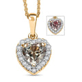 D'Joy AAA Turkizite and Moissanite 1.75 ctw Everlasting Heart Pendant Necklace in 18K Vermeil Yellow Gold Over Sterling Silver 20 Inches - Sticky add to cart bar