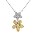 Luxuriant Lab Grown Yellow Diamond (IR) and Lab Grown Diamond VS 0.33 ctw Blooming Floral Pendant Necklace 18-20 Inches in Rhodium Over Sterling Silver - Sticky add to cart bar