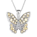 Luxuriant Lab Grown Yellow Diamond (IR) and Lab Grown Diamond VS 0.50 ctw Butterfly Pendant Necklace in Rhodium Over Sterling Silver 20 Inches - Sticky add to cart bar