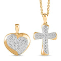 EverTrue Lab Grown Diamond (G-H, SI) Heart and Cross Pendants in 18K YG Plated with ION Plated YG Stainless Steel Necklace (20 Inches) - Sticky add to cart bar